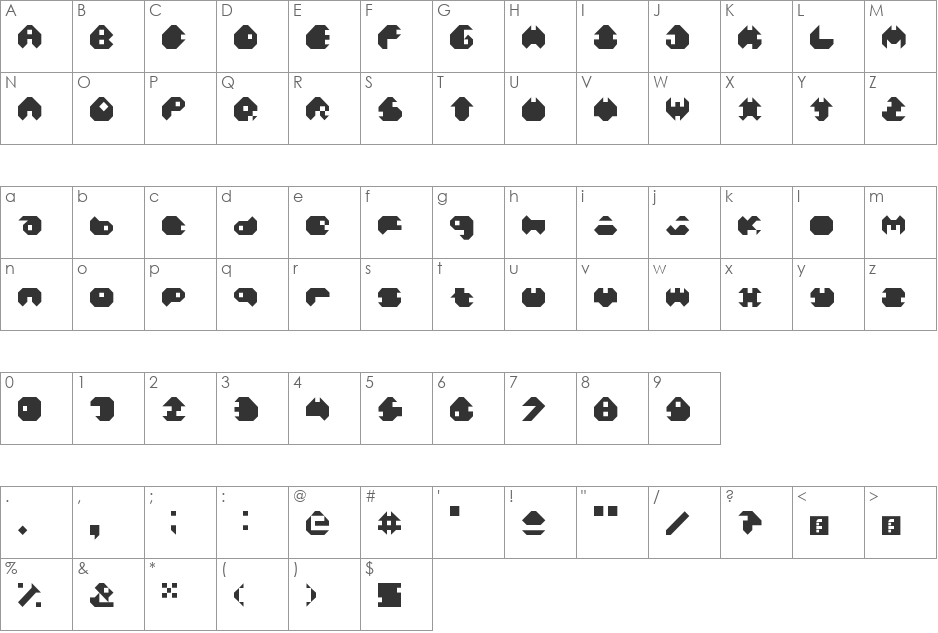 Mono font character map preview