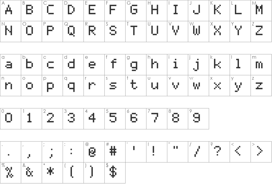 mono 07_56 font character map preview