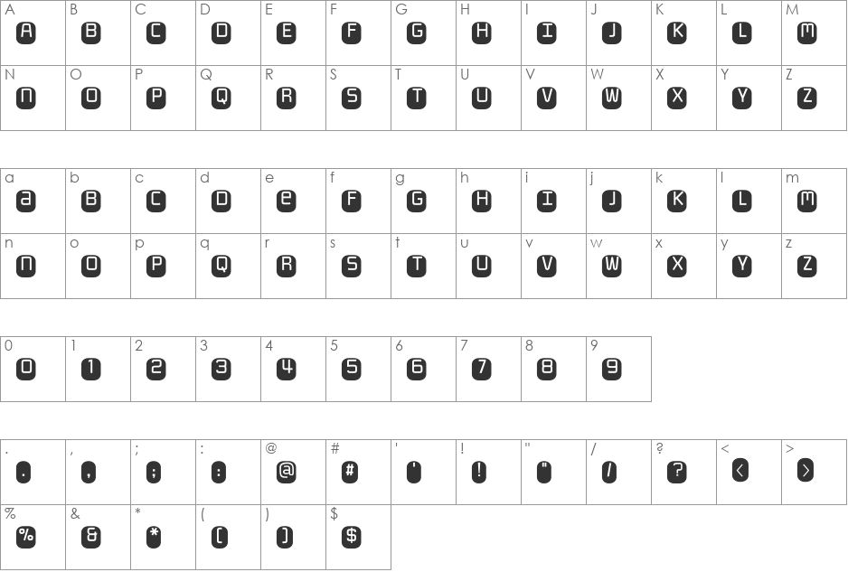 Monofett font character map preview