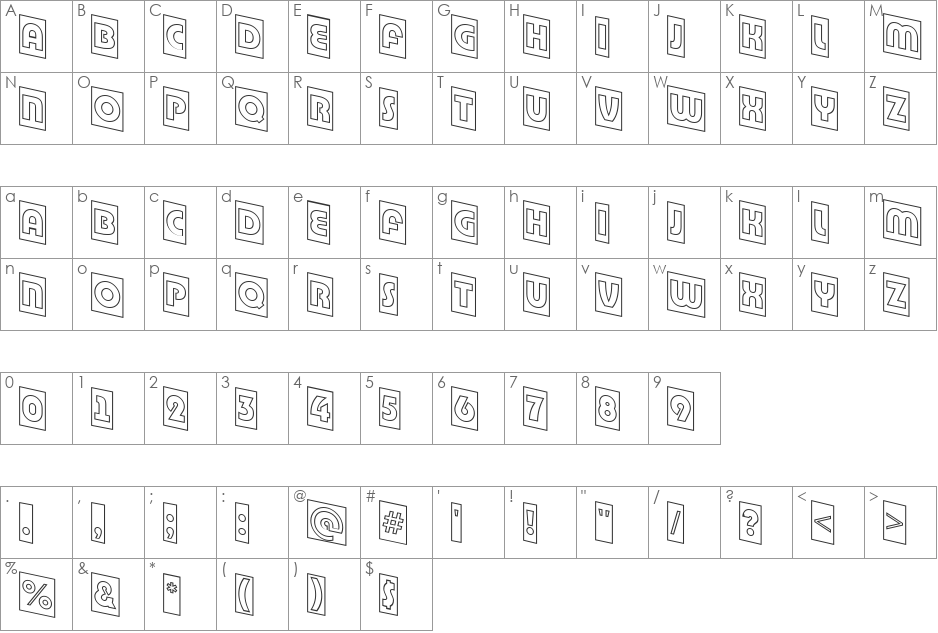 a_BighausTitulCmDnOtl font character map preview