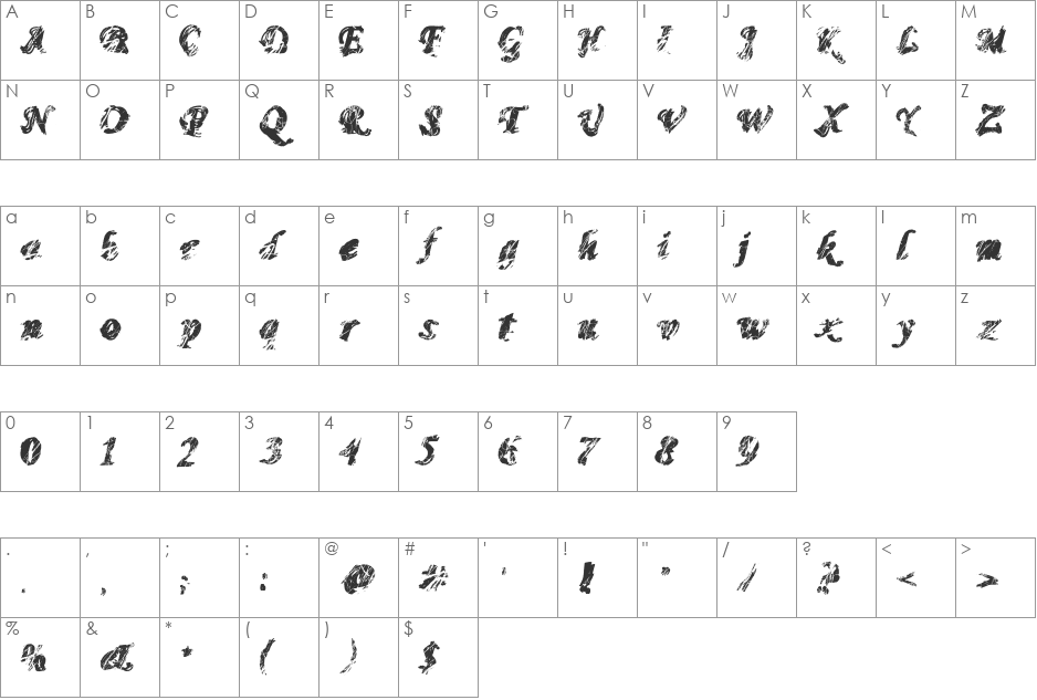 MonoMadness font character map preview