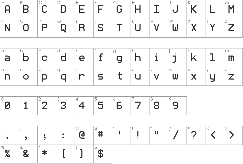 monoMMM_5 font character map preview