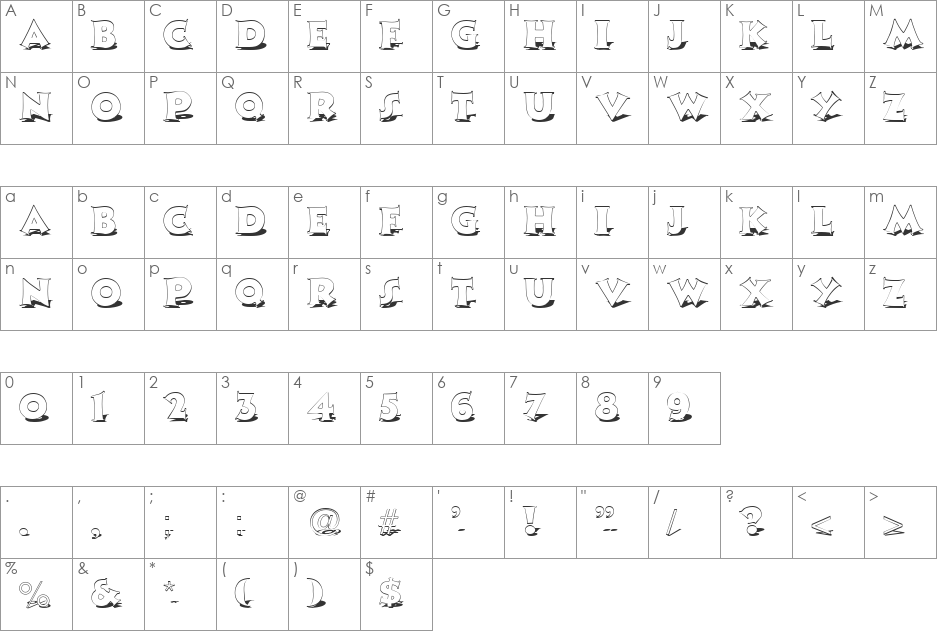 MonophonShadow font character map preview