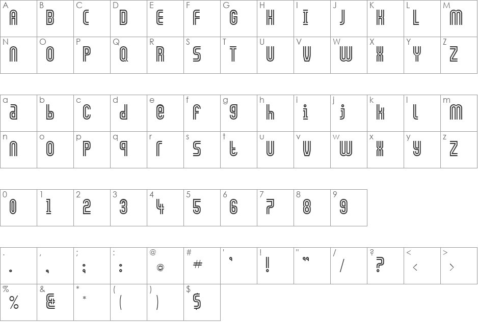 Monopol font character map preview