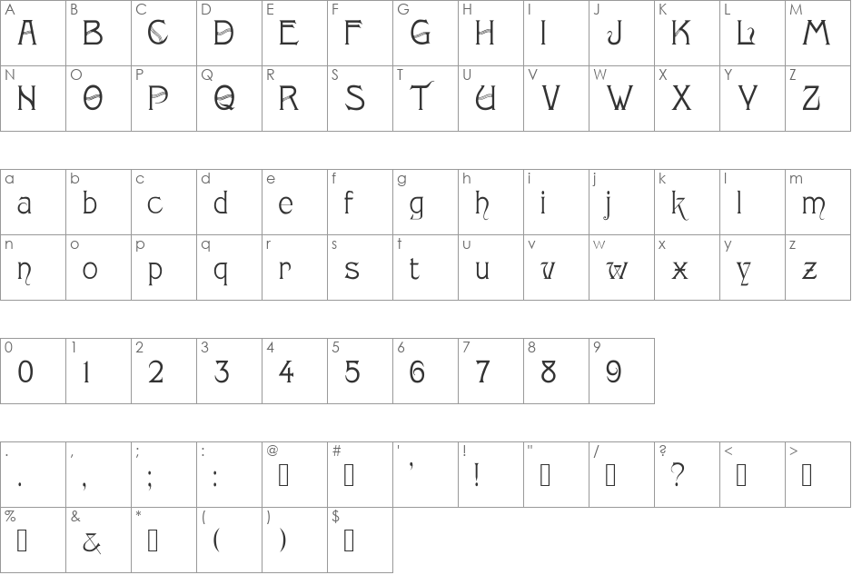 Monopol font character map preview