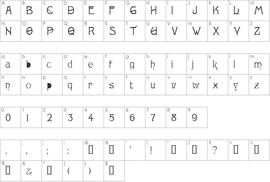 Monopol font character map preview