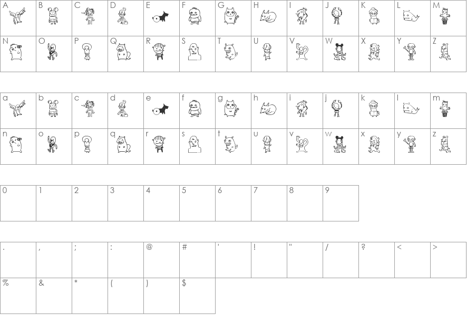 monos frekis font character map preview