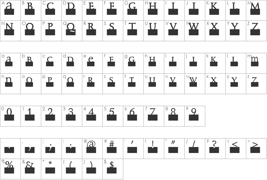 MonoSerifBased70 font character map preview