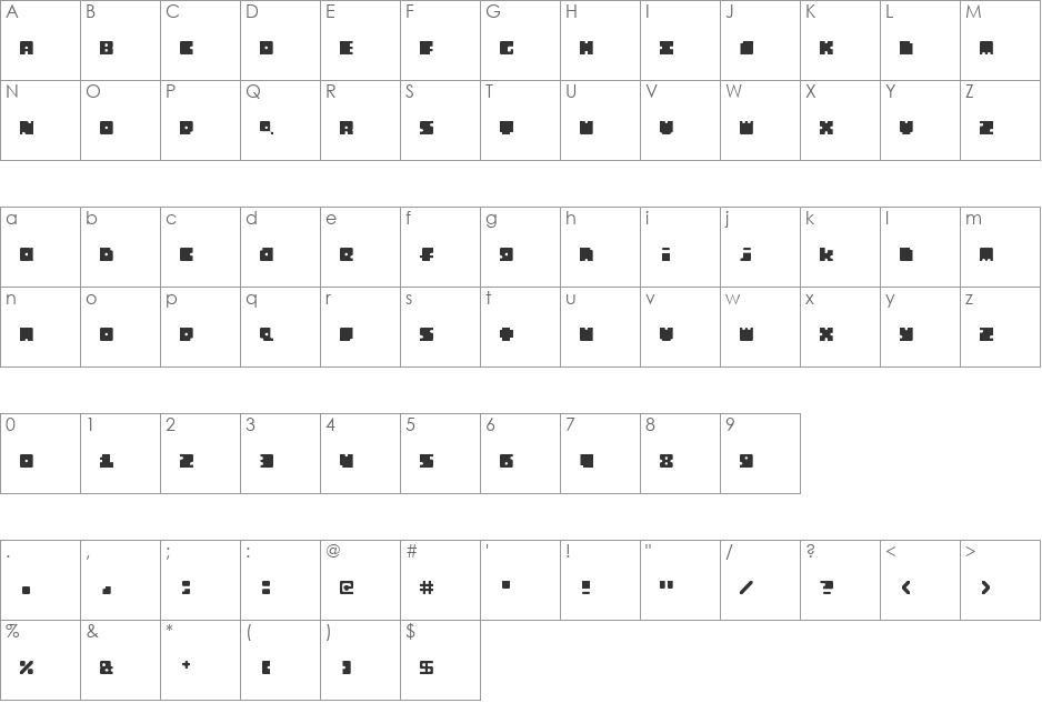 Monosquare Extended font character map preview