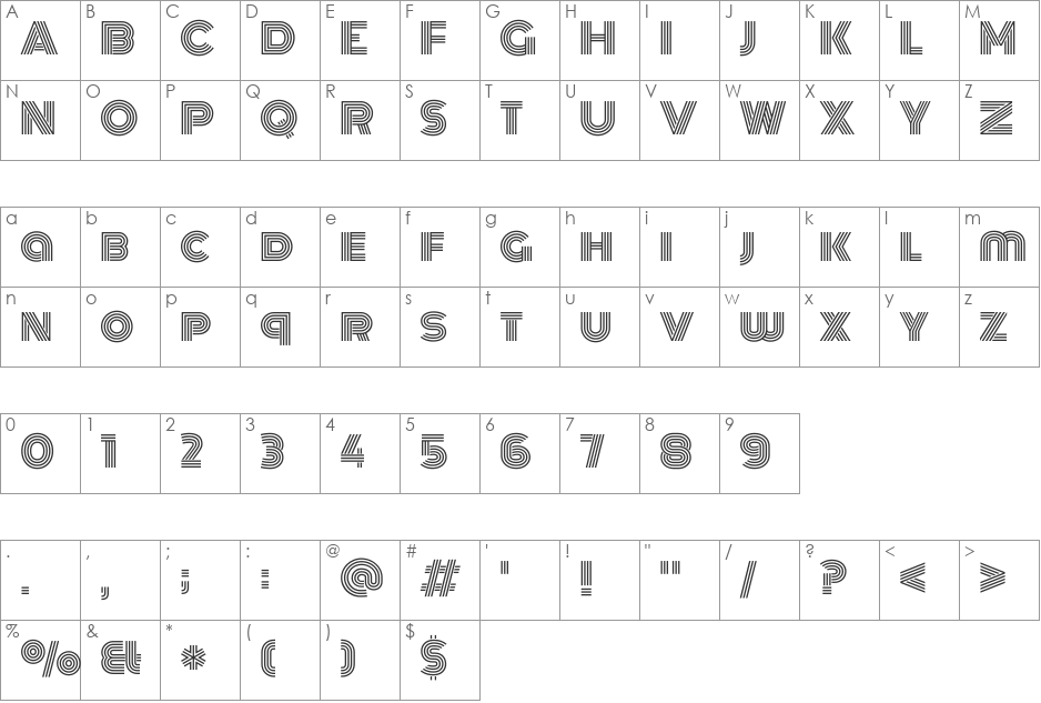 Monoton font character map preview