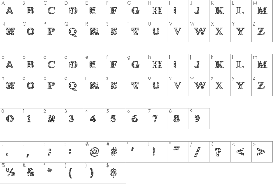 MONOVIRUS font character map preview