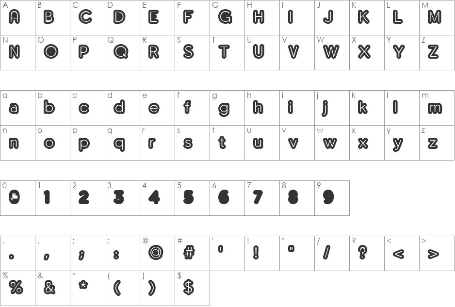 Monserga FFP font character map preview