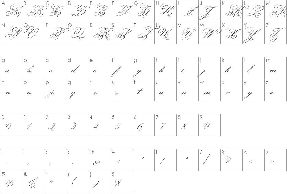 Monsieur La Doulaise font character map preview