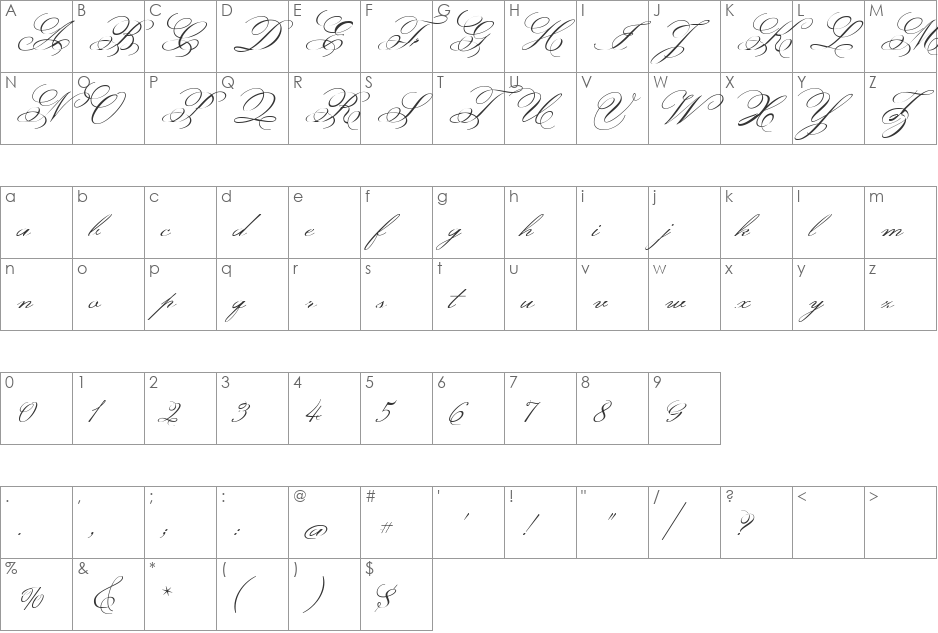 Monsieur La Doulaise font character map preview