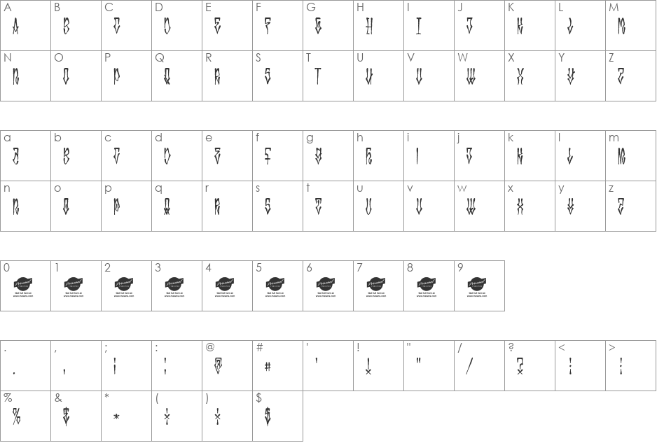 Monsta Tag Personal font character map preview
