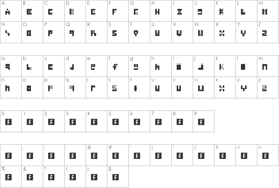 Monster bold font character map preview