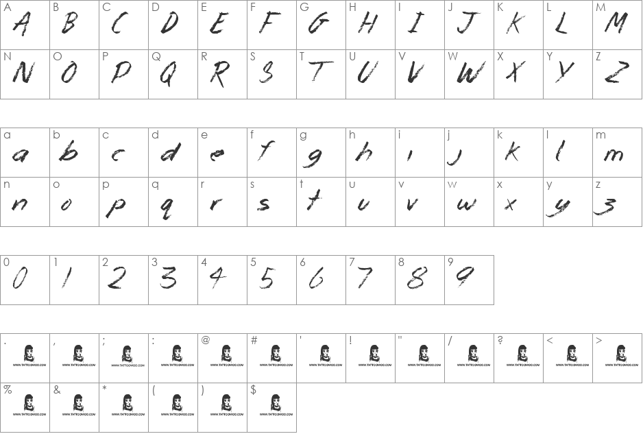 Monster Unleashed font character map preview