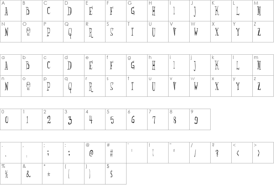 Monsterfreak font character map preview