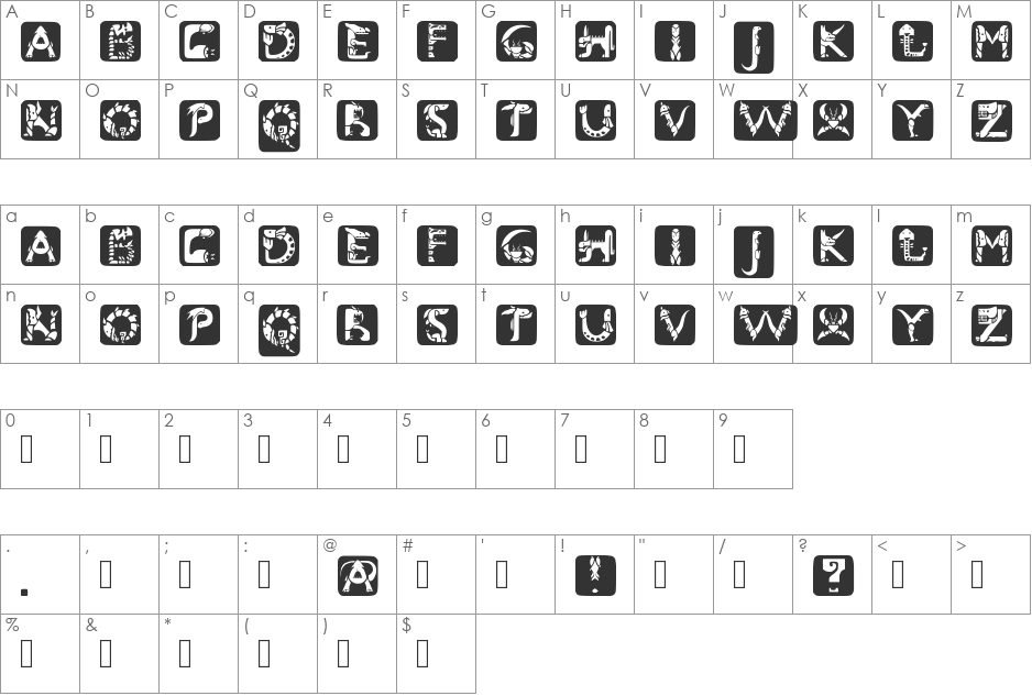 MonsterHunter font character map preview