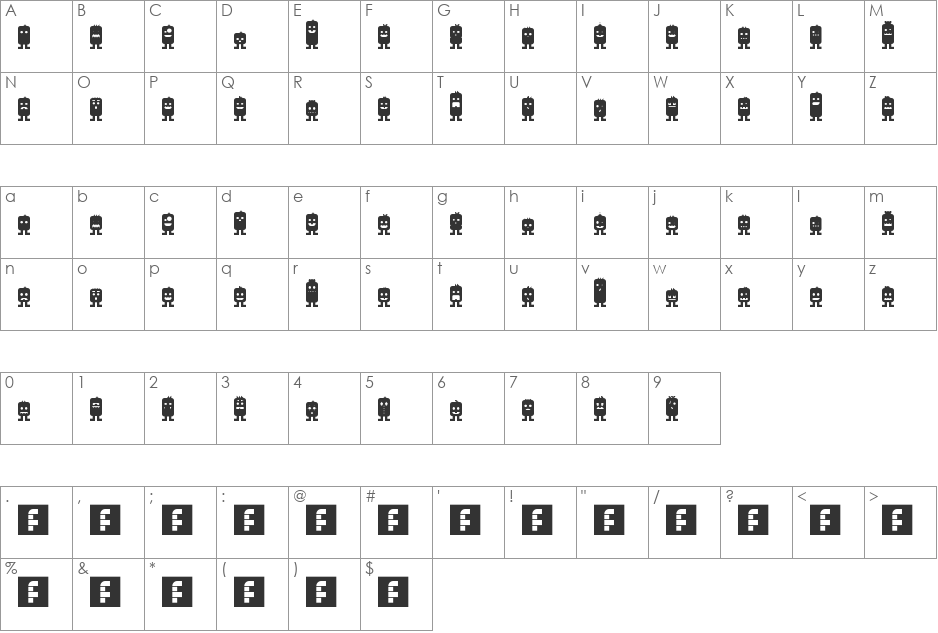 Monsterz font character map preview