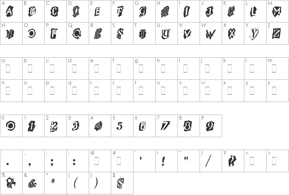 Montage font character map preview