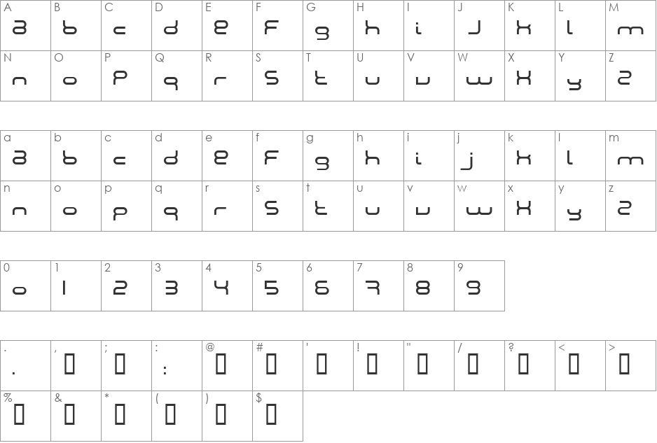 Montana font character map preview