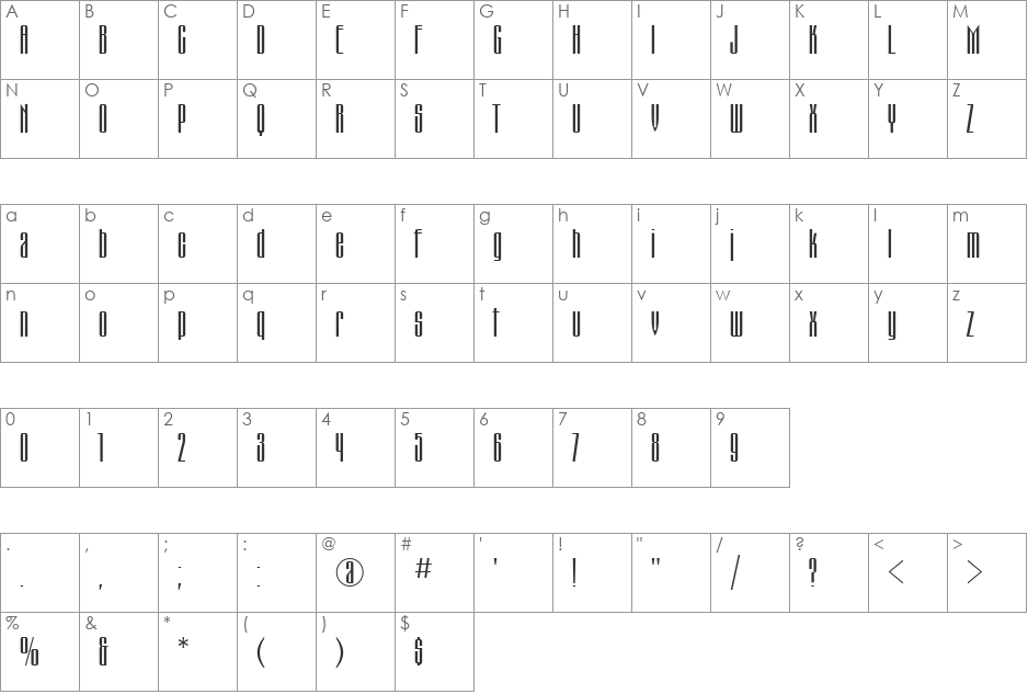 Montblanc font character map preview