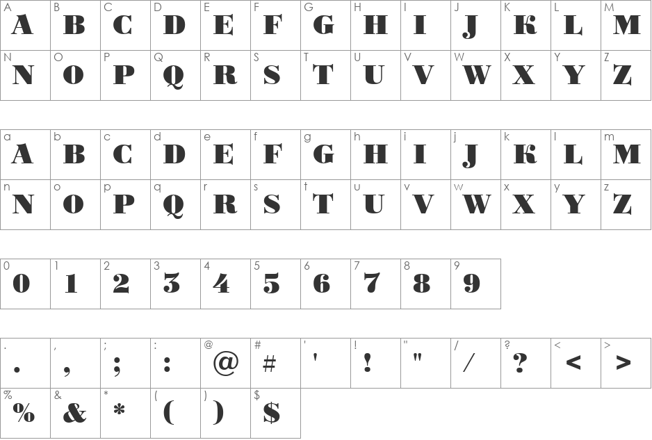 a_BodoniOrtoTitul font character map preview