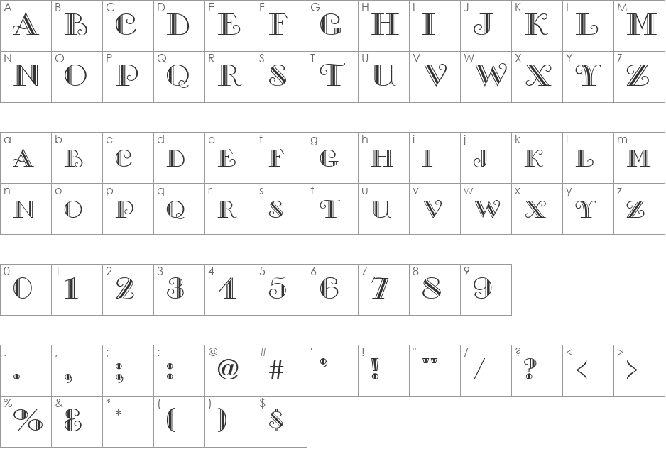Monte-Carlo font character map preview