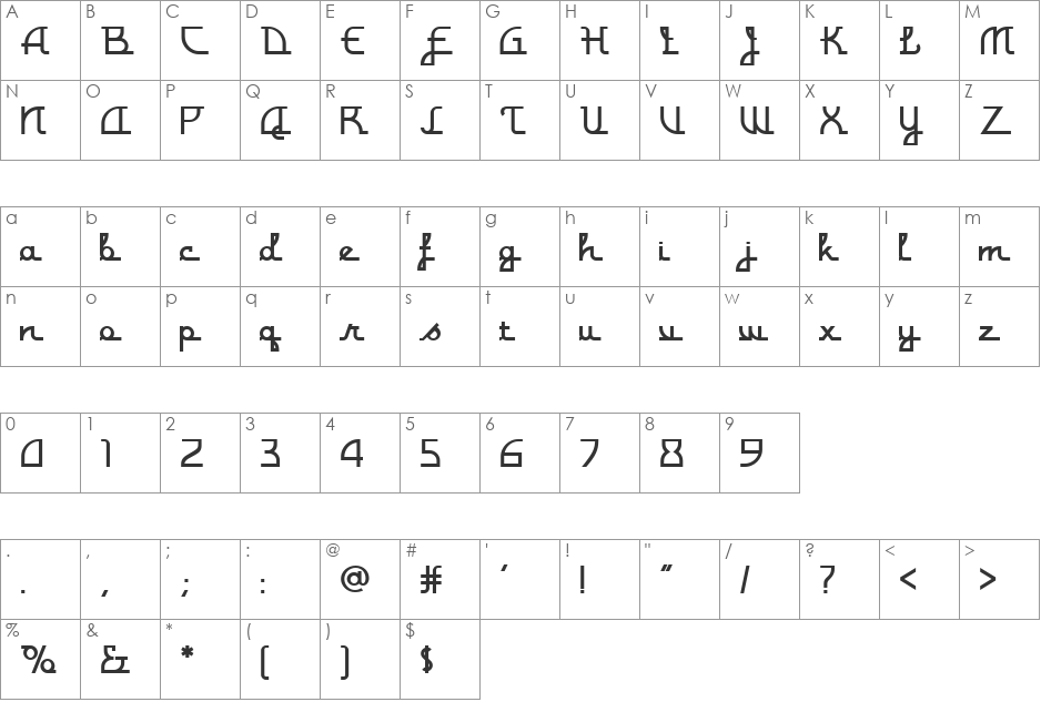 Monterey Popsicle NF font character map preview