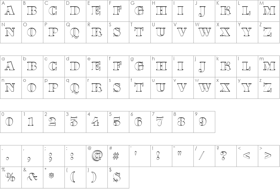 a_BodoniOrtoTitulSh font character map preview