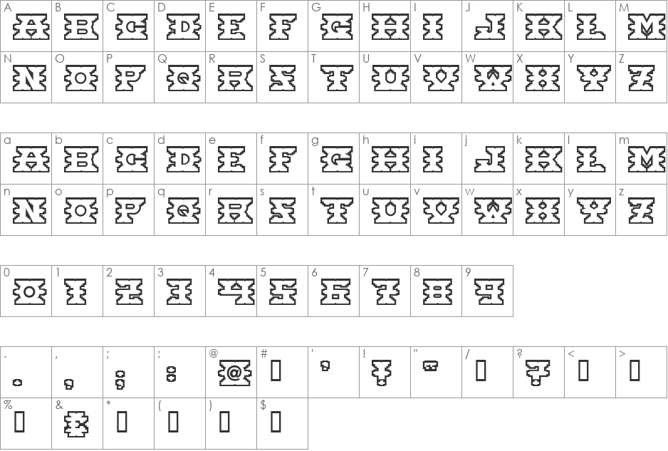 Montezuma font character map preview