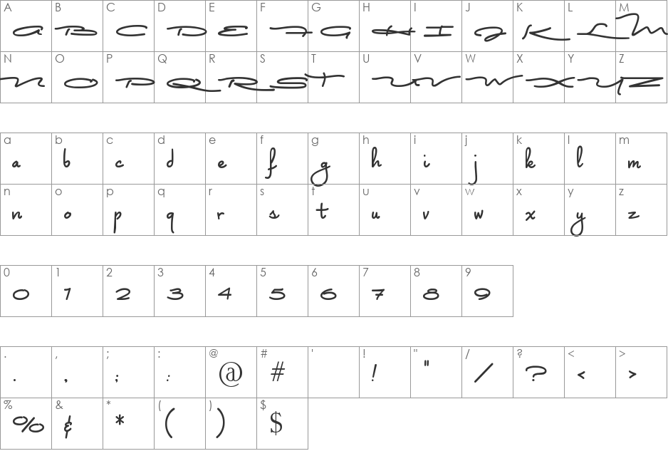 MontLag font character map preview