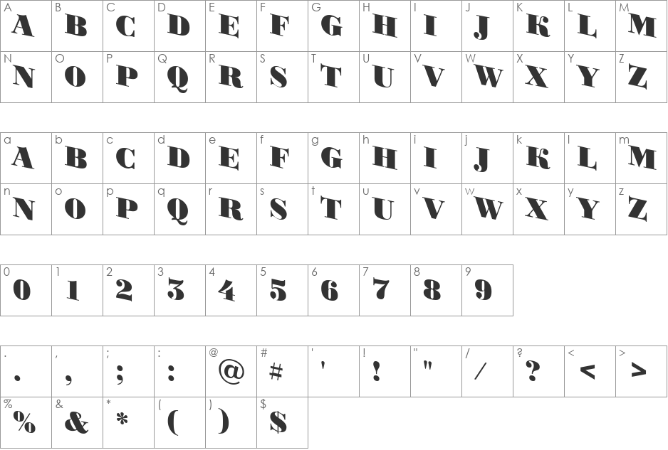 a_BodoniOrtoTitulSpDn font character map preview