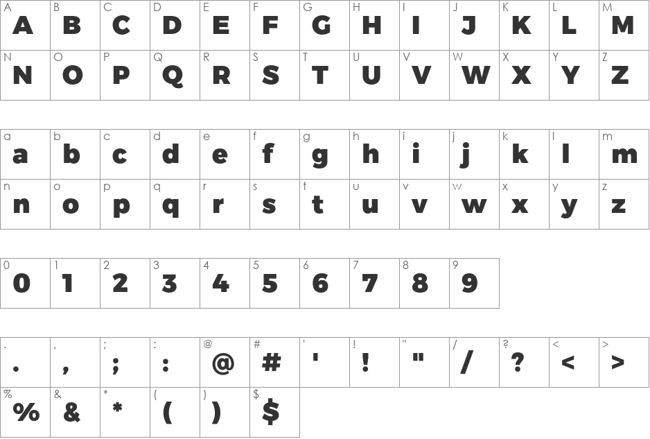 Montserrat font character map preview