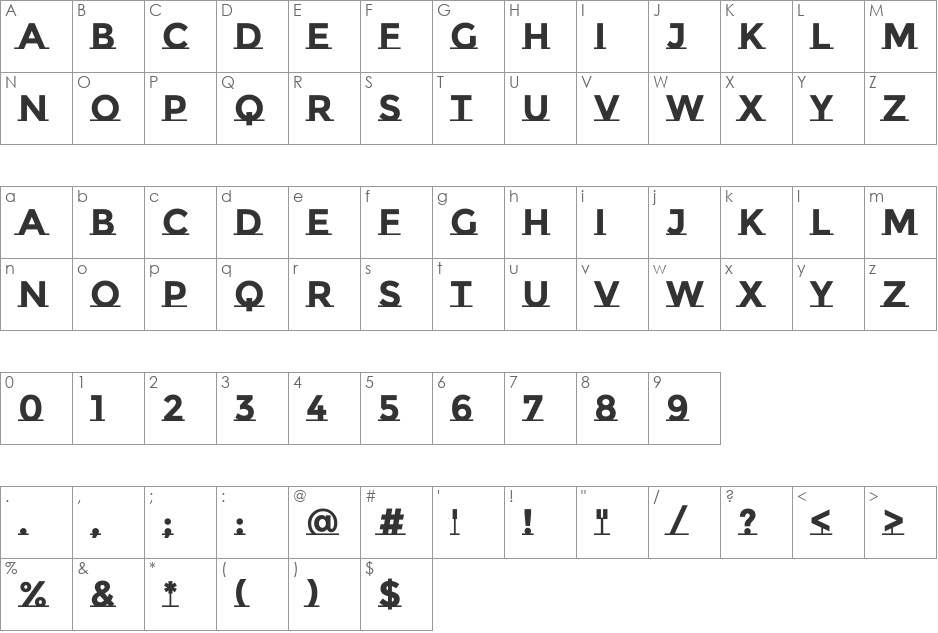 Montserrat Subrayada font character map preview