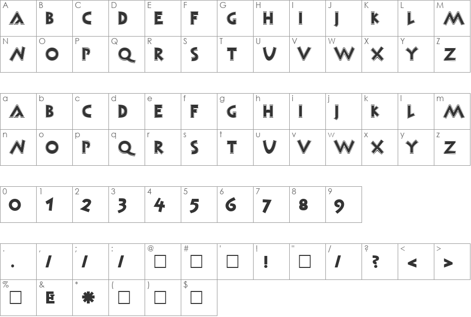 Monument font character map preview