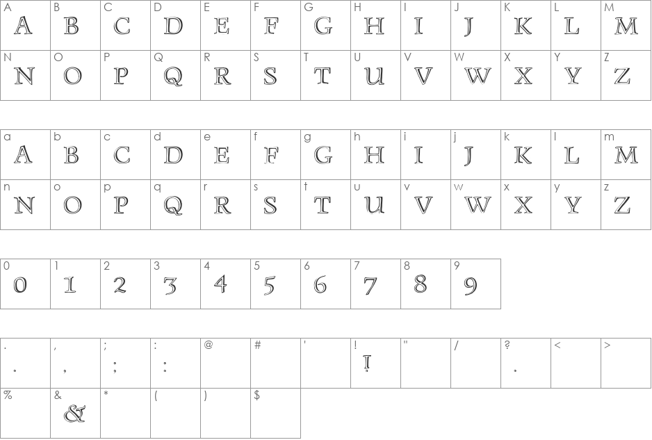 MonumentA font character map preview