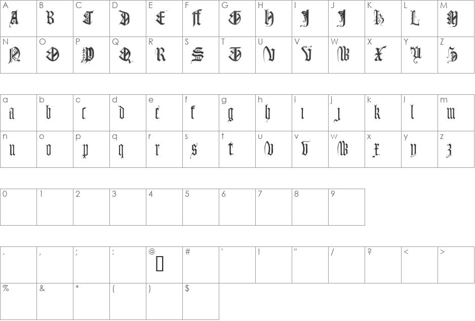 Monumental Gothic Demo font character map preview