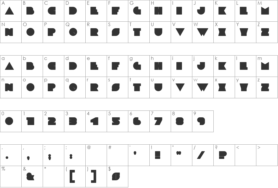 MOO! font character map preview