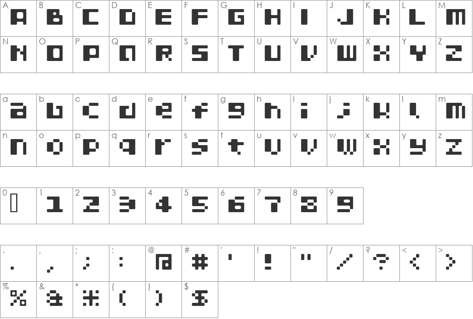 MOOALP font character map preview