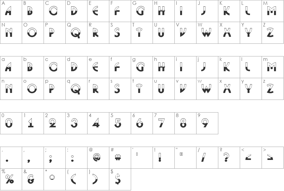 a_BosaNovaB&W font character map preview