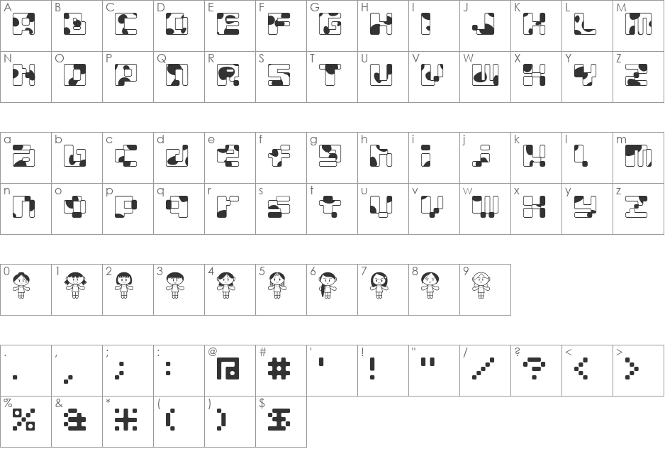 MOOGIRL font character map preview