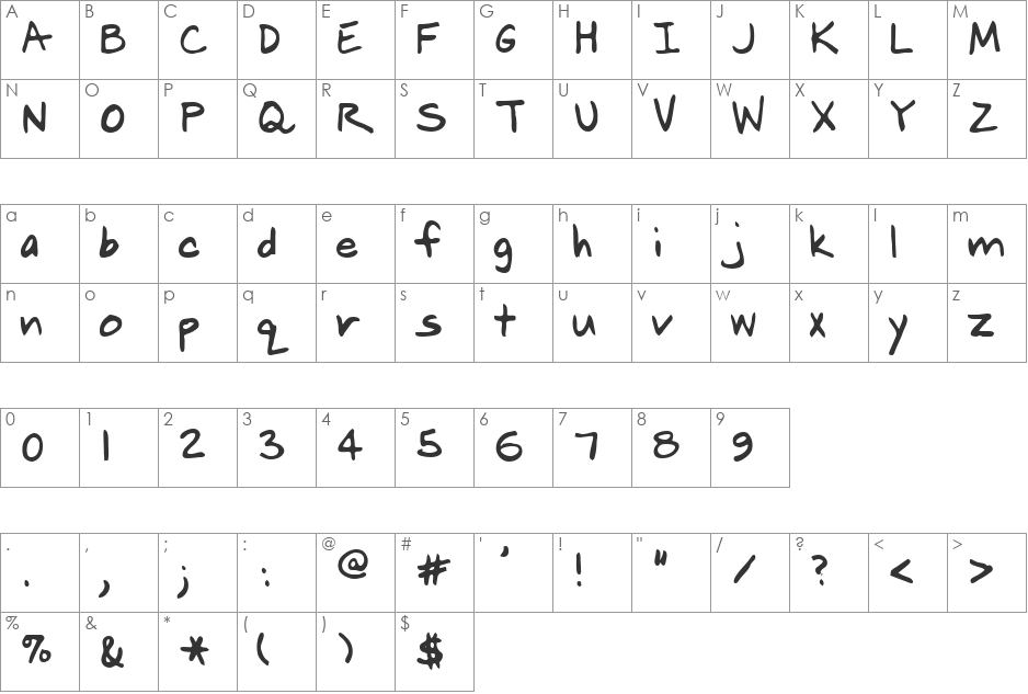 Mook font character map preview