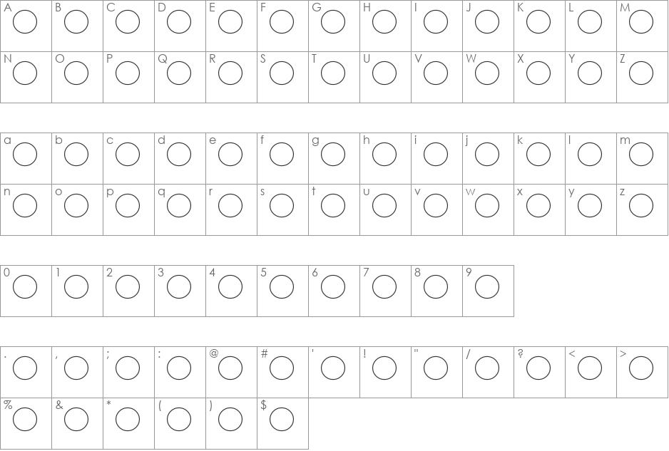 Moon Phases font character map preview