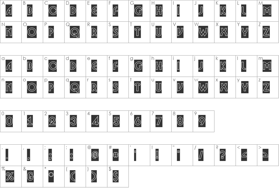 a_BosaNovaCmGr font character map preview