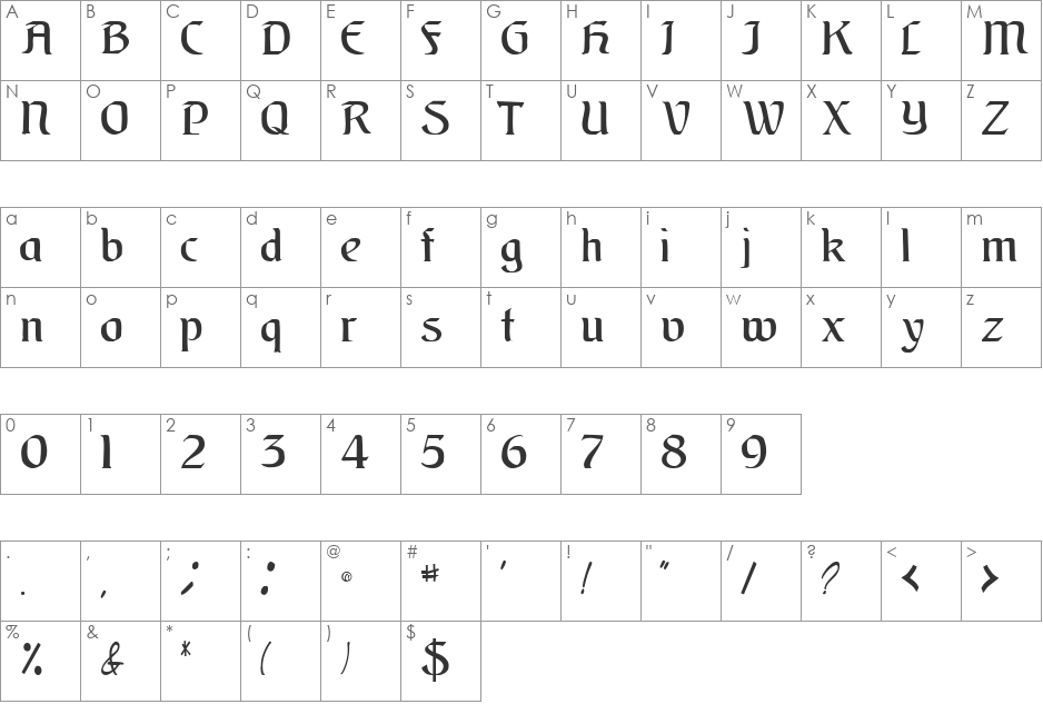 MoonDogText111 font character map preview