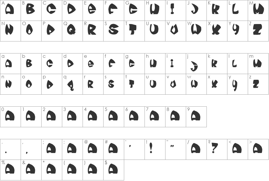 moonie font character map preview