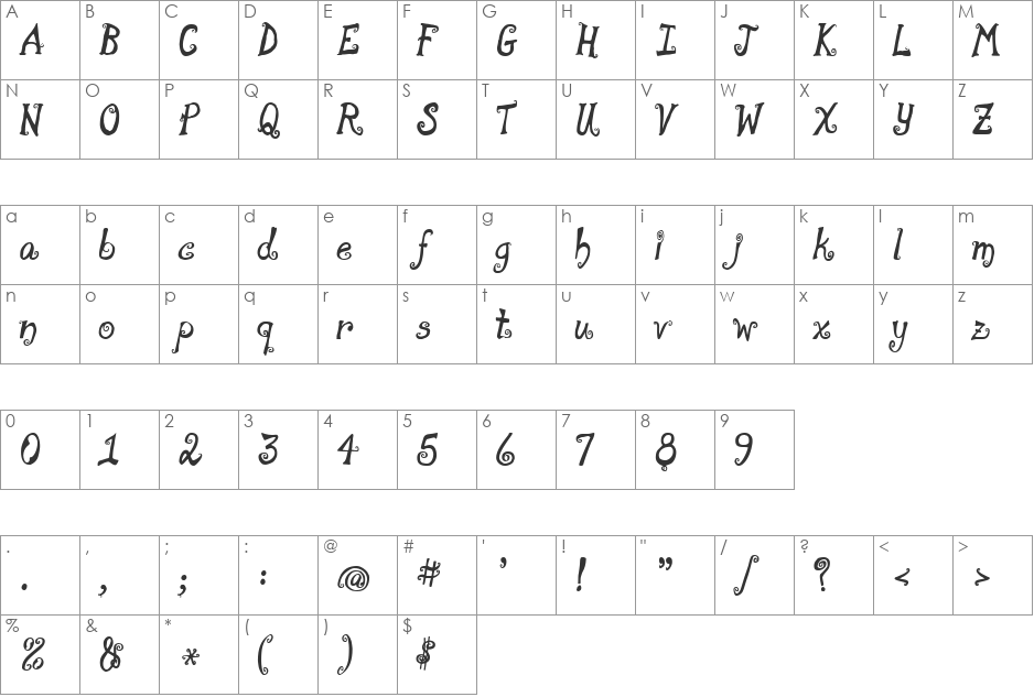 moonpie a la monde font character map preview