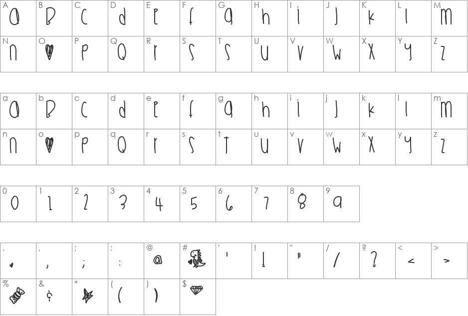 Moonshine font character map preview